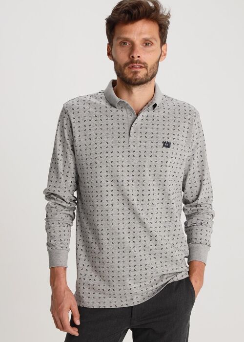 BENDORFF - Mini Print long sleeve polo shirt | Grey-293