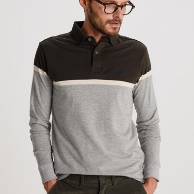 BENDORFF - Long sleeve polo shirt Tricolour Woven Stripe | Green-279