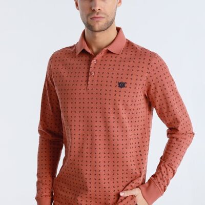 BENDORFF - Mini Print long sleeve polo shirt | Brown-287