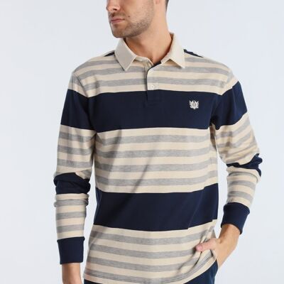 BENDORFF - Long sleeve polo shirt Cotton Woven Stripe | Blue-269