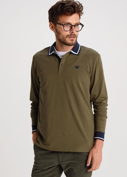 BENDORFF - Long Sleeve Polo Shirt with Jaquard CollarGreen-279