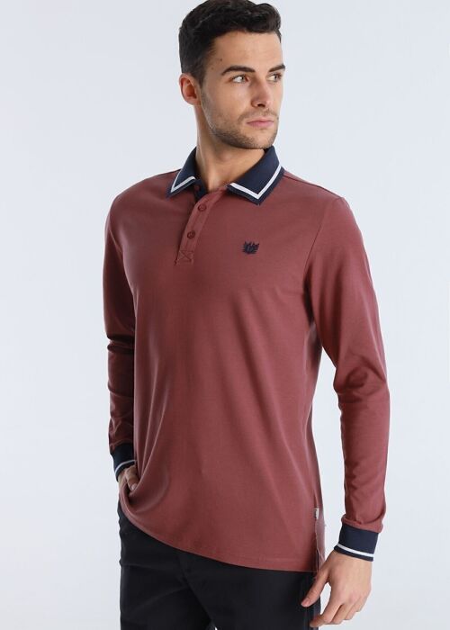 BENDORFF - Long Sleeve Polo Shirt with Jaquard CollarPink-239