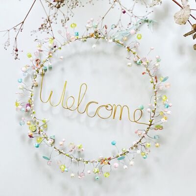 Decoration FUNKEL Welcome wreath pastel