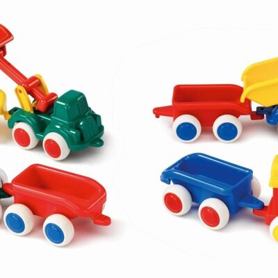 Viking Toys Autos Chubbies mit Anhänger, 4 Stück/Mix, 21cm, 1144-M4