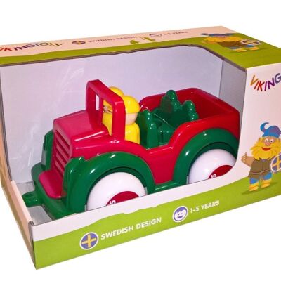 Viking Toys auto Jumbo Jeep con 2 figure, 25 cm, 81262-verde