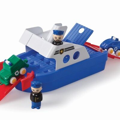Viking Toys Barca della polizia con 2 personaggi e 2 auto, 30 cm, 81095