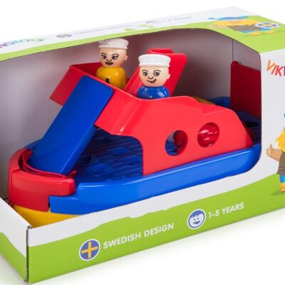 Viking Toys Traghetto con 2 auto e 2 personaggi, 30 cm, 81098-blu