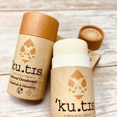 Kutis Skincare Natural Deodorant - Complete Organic and Zero Waste Deo Stick - (Vegan) Grapefruit & Mandarine