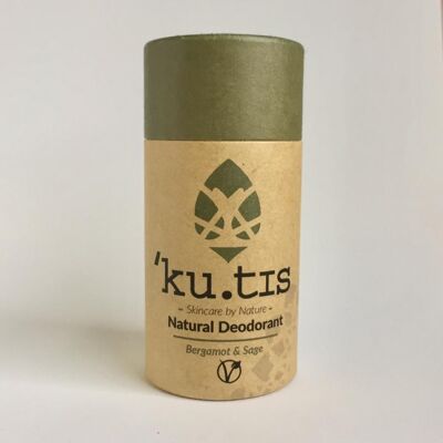 Déodorant Naturel Kutis Skincare - Stick Déo Complet Bio et Zéro Déchet - (Végétalien) Bergamote & Sauge