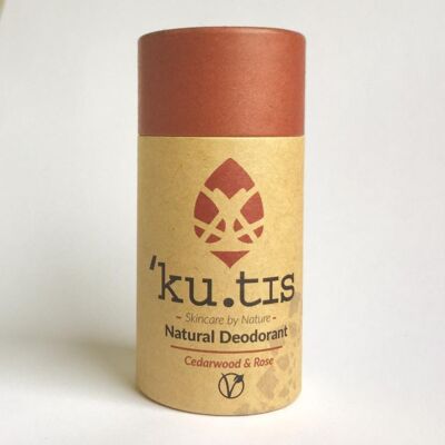 Desodorante natural Kutis Skincare - Desodorante en barra completamente orgánico y sin desperdicio - (Vegano) Madera de cedro y rosa