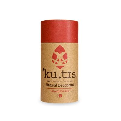 Kutis Skincare Natural Deodorant - Complete Organic and Zero Waste Deo Stick - Grapefruit & Rose