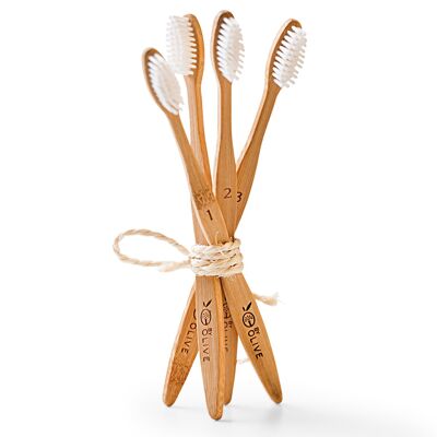 100% Moso Bamboo Toothbrushes - Set of 2 Toothbrushes