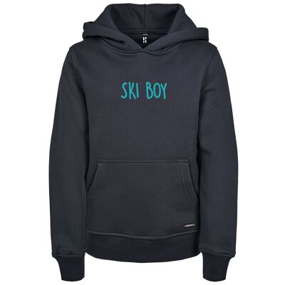 Blauwe Ski Boy hoodie voor kids van Poederbaas