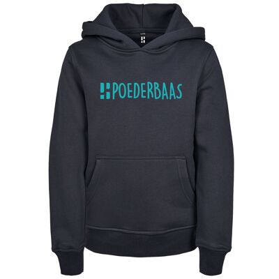 Blauwe Poederbaas hoodie voor kids van Poederbaas