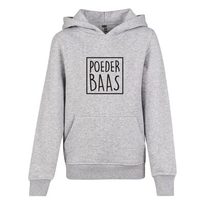 Grijze Poederbaas hoodie voor kids van Poederbaas
