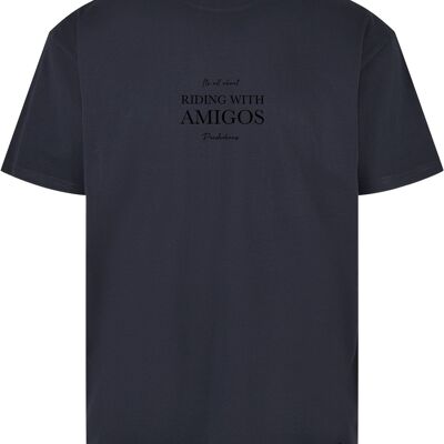 Riding with Amigo's T-shirt Navy van Poederbaas