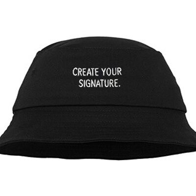 Zwarte "Create Your Signature"  Bucket Hat (geborduurd)
