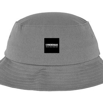 Bucket Hat met Poederbaas label - Grijs