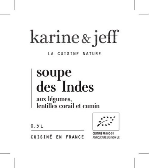 Soupe des Indes aux légumes, lentilles corail et cumin 0,50 L