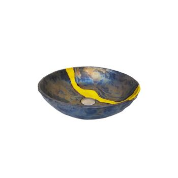 Lavabo de comptoir en céramique unique fait à la main en métal/jaune - Collection Aristocrat 2