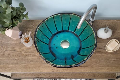 Handmade Unique Ceramic Countertop Sink Blue Sky - Royal Collection