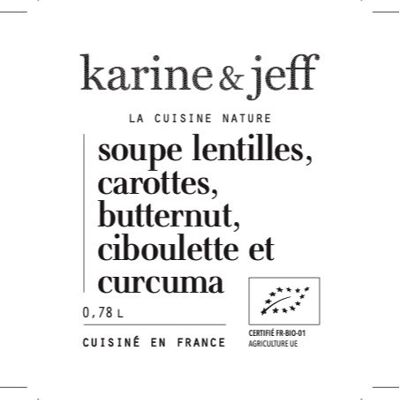 Soupe lentilles, carottes, butternut, ciboulette et curcuma 0,780 L