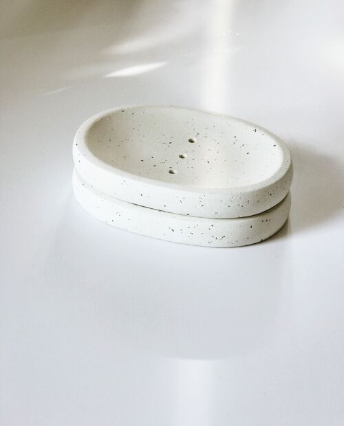 Concrete oval soap dish (speckled)