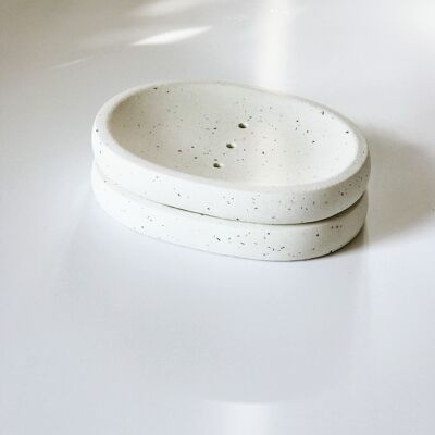 Concrete oval soap dish (speckled)
