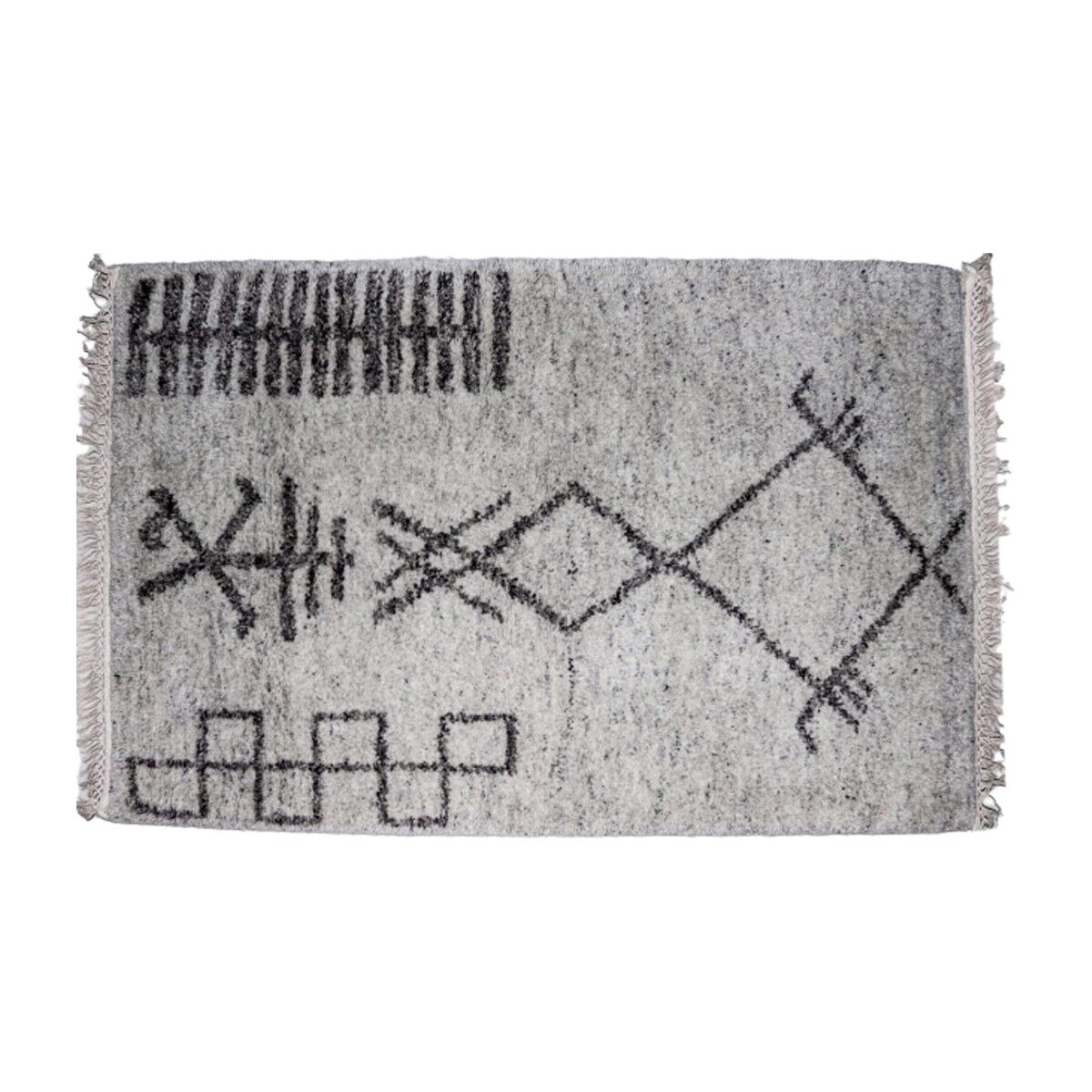 Tappeto di lana genuino marocchino in nichel grigio