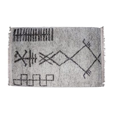 Tapis marocain en laine véritable nickel gris