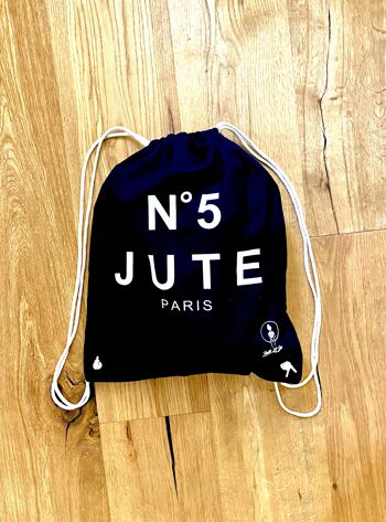 Sac taille basse Netti Li Jae® "JUTE No 5" | aussi appelé pochette, cabas, sac à dos ou sac de sport | noir avec écriture blanche 2