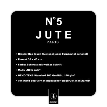 Sac taille basse Netti Li Jae® "JUTE No 5" | aussi appelé pochette, cabas, sac à dos ou sac de sport | noir avec écriture blanche 4