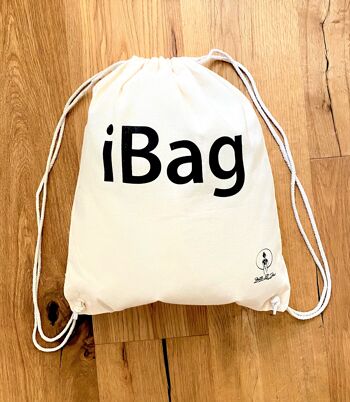 Sac taille basse Netti Li Jae® "iBag" | aussi appelé pochette, cabas, sac à dos ou sac de sport | couleur naturelle avec lettrage noir 3