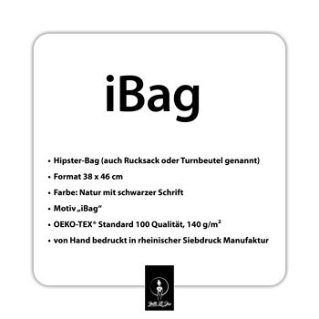 Sac taille basse Netti Li Jae® "iBag" | aussi appelé pochette, cabas, sac à dos ou sac de sport | couleur naturelle avec lettrage noir 4