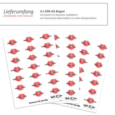 Netti Li Jae® sticker set for Ferrero kisses | Kisses not included in the set | Creative thank you gifts | Kiss stock for many occasions