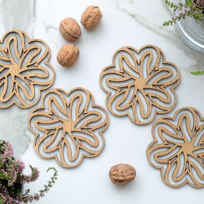 Wooden Coasters for Drinks "COSMEA", Set of 4