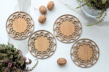 Sous-verres en bois pour boissons "DAHLIA", lot de 4 3