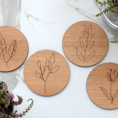 Wooden Coasters for Drinks "GARDENA", Set of 4