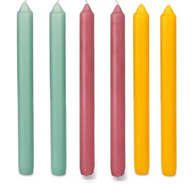 Cactula long dinnercandles shiny 2.2 x 29 cm 6 PCS in 3 colors | party