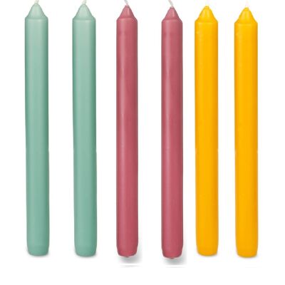 Candele lunghe Cactula lucide 2,2 x 29 cm 6 PZ in 3 colori | festa