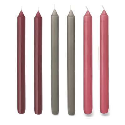 Cactula velas largas brillantes 2,2 x 29 cm 6 piezas en 3 colores | Otoño Skye