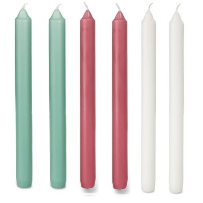 Cactula long dinnercandles shiny 2.2 x 29 cm 6 PCS in 3 colors |happy Winter