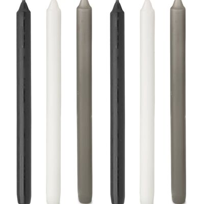 Cactula velas largas brillantes 2,2 x 29 cm 6 piezas en 3 colores | Fotografía en blanco y negro