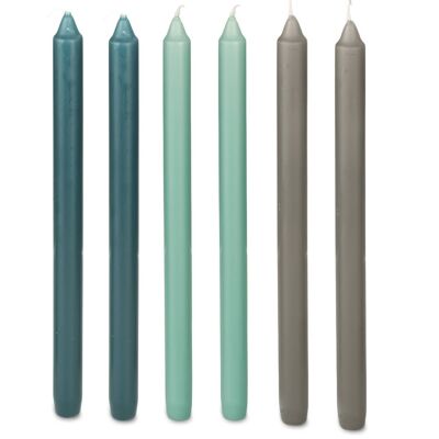 Bougies longues Cactula brillantes 2,2 x 29 cm 6 PCS en 3 couleurs | Froid