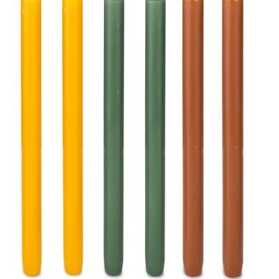 Cactula velas largas brillantes 2,2 x 29 cm 6 piezas en 3 colores | Otoño de moda
