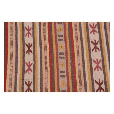 Vintage Handwoven Calico Strip Rug