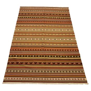 Tapis à rayures en calicot tissé à la main vintage 2