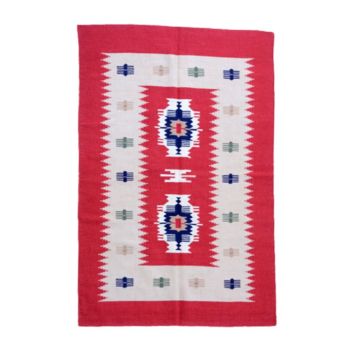 Tappeto Kilim vintage rosso mattone intrecciato a mano