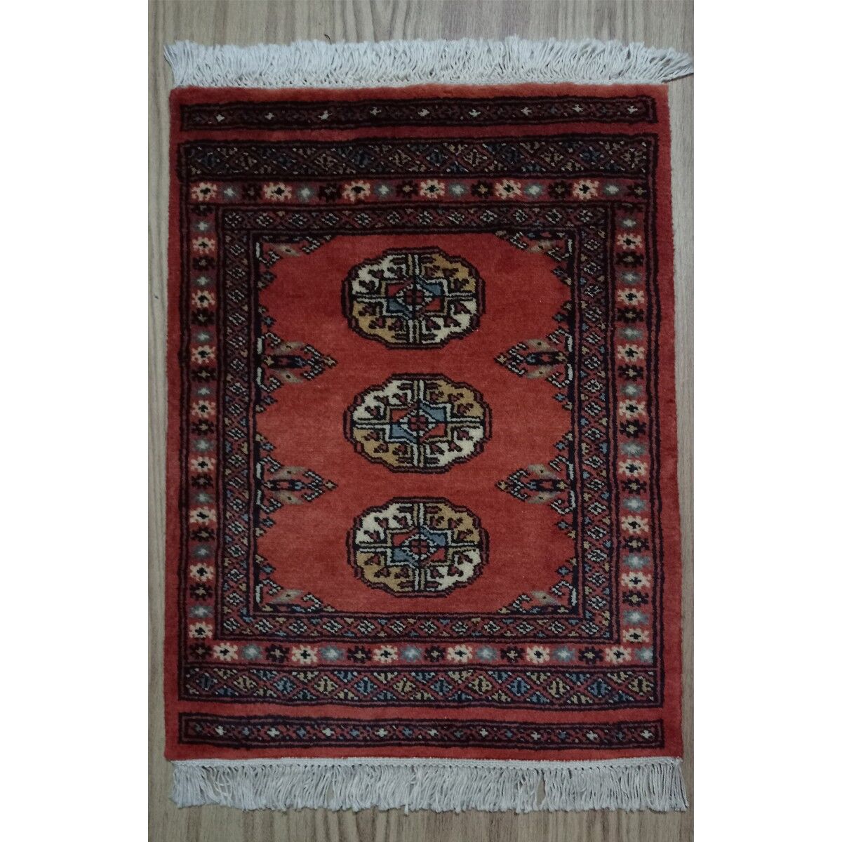 Stuoia di lana annodata a mano con noce moscata Bokhara