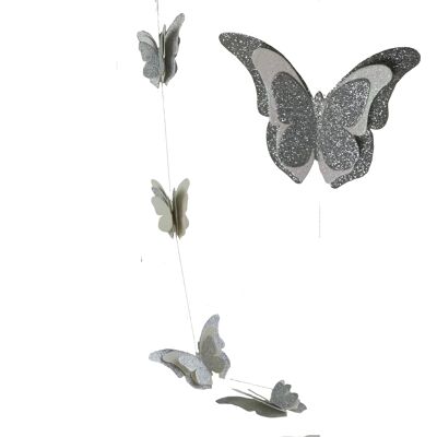 Butterfly garland with silver glitter